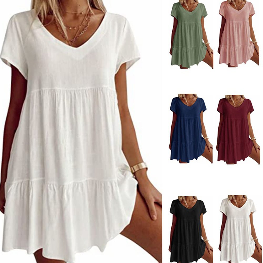 Macymars™  Women's V-Neck Casual Loose Flowy Swing Dress